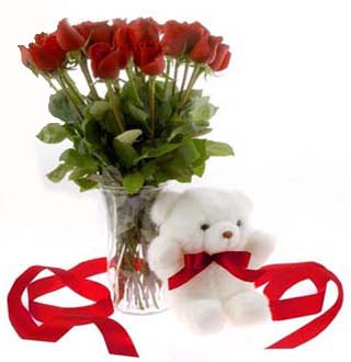  Eryaman �i�ek g�nderme sitemiz g�venlidir  8 adet kirmizi g�l ve pelus ayicik  ankara �i�ek�i Eryaman �i�ek�i ma�azas� 