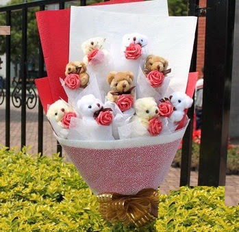  ankara �i�ek�i Eryaman �i�ek�i ma�azas�  9 adet ayicik ve 9 adet yapay g�l