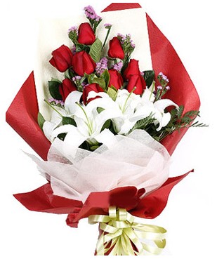  Eryaman �i�ek sipari�i hediye �i�ek yolla  1 dal kazablankaa 9 adet k�rm�z� g�l buketi
