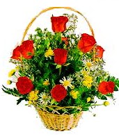9 adet g�l ve sepette k�r �i�ekleri  Eryaman �i�ek�i  �i�ek , �i�ek�i , �i�ek�ilik 