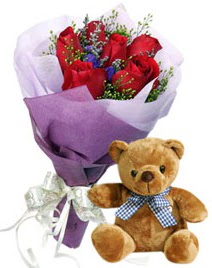 7 adet k�rm�z� g�l 15 cm boyutlar�nda ay�c�k  Eryaman Ankara ucuz �i�ek g�nder 
