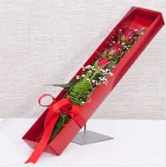 Kutu i�erisinde 3 adet k�rm�z� g�l  Ankara Eryaman �i�ek ma�azas� , �i�ek�i adresleri 