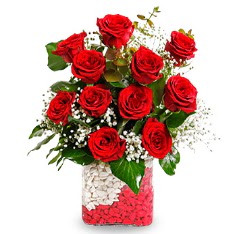 11 adet k�rm�z� g�l vazosu  Eryaman �i�ek g�nder �i�ek servisi , �i�ek�i adresleri 