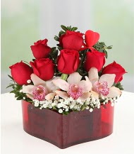 3 kandil orkide 5 k�rm�z� g�l kalp mika  Eryaman �i�ek�i  �i�ek , �i�ek�i , �i�ek�ilik 