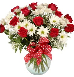 12 adet k�rm�z� g�l papatya vazosu s�per  Eryaman �i�ek g�venli kaliteli h�zl� �i�ek 
