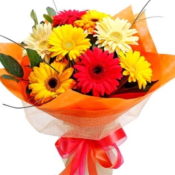9 adet kar���k gerbera buketi  Eryaman �nternetten �i�ek sipari�i 