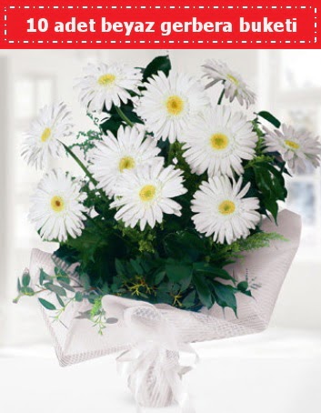 10 Adet beyaz gerbera buketi  Eryaman �nternetten �i�ek sipari�i 