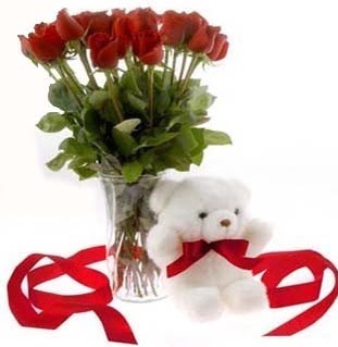  Eryaman �i�ek g�nderme sitemiz g�venlidir  8 adet kirmizi g�l ve pelus ayicik  ankara �i�ek�i Eryaman �i�ek�i ma�azas� 