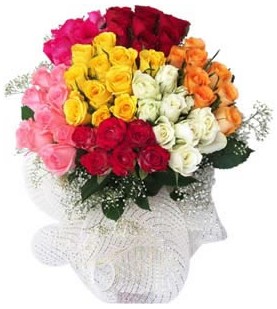  Eryaman �i�ek g�venli kaliteli h�zl� �i�ek  51 adet farkl� renklerde g�l buketi