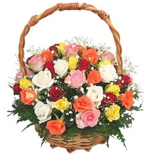  Eryaman Ankara ucuz �i�ek g�nder  29 adet rengarenk g�l sepeti tanzimi