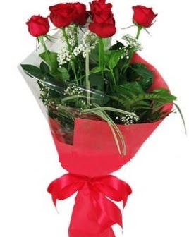 5 adet k�rm�z� g�lden buket  Eryaman ankaraya �i�ek internetten �i�ek sat��� 
