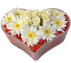Kalp i�erisinde 7 beyaz g�l ve papatyalar  Eryaman �i�ek�i  �i�ek , �i�ek�i , �i�ek�ilik 