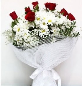 9 adet k�rm�z� g�l ve papatyalar buketi  Eryaman Ankara ucuz �i�ek g�nder 
