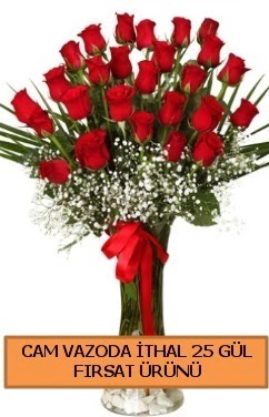  Cam vazoda ithal 1. kalite 25 g�l  Eryaman �i�ek�i  �i�ek , �i�ek�i , �i�ek�ilik 