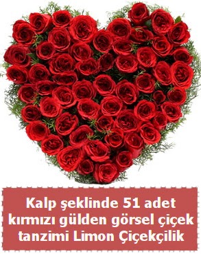 51 k�rm�z� g�lden kalp �eklinde �i�ek tanzim  Eryaman �i�ek g�nderme sitemiz g�venlidir 