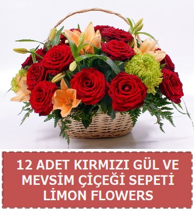 12 g�l ve mevsim �i�ekleri sepeti  Eryaman �i�ek g�nderme online �i�ek�i 
