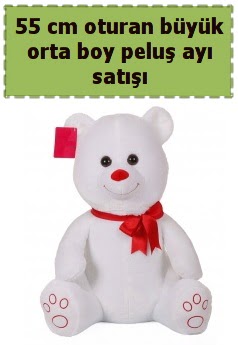 55 cm beyaz orta boy oturan pelu� ay�  Eryamandaki �i�ek�iler kaliteli taze ve ucuz �i�ekler 