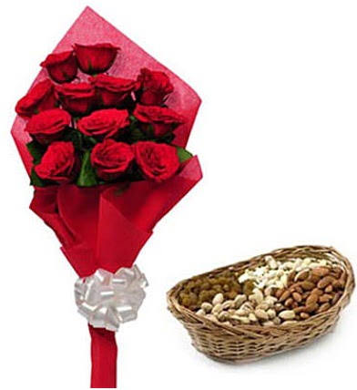 11 adet k�rm�z� g�l ve sepette kuruyemi�  Eryaman �i�ek�i  �i�ek , �i�ek�i , �i�ek�ilik 